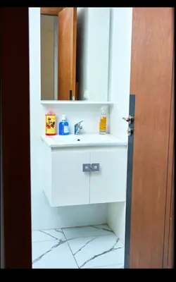 a bathroom with a white sink and a mirror at Magnifique studio disponible sur roche noire in Casablanca