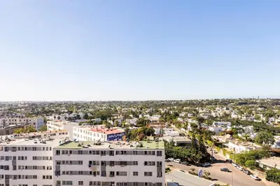 an aerial view of a city with buildings at Charming Moroccan Studio, Breathtaking View in Casablanca