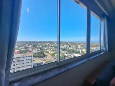 a view of a city from a window at Charming Moroccan Studio, Breathtaking View in Casablanca