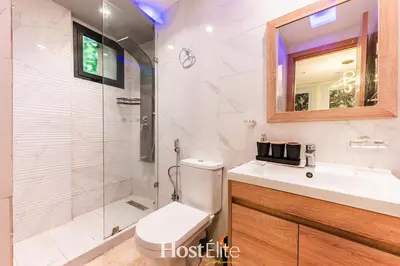 a bathroom with a toilet and a sink and a shower at Give Essalam Design & Patio & Clim & 2P in Casablanca