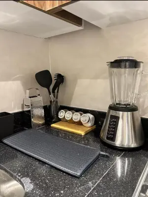 a kitchen counter with a blender on a counter top at MR9-03 Nice corner in the heart of Casa in Casablanca