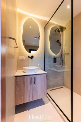 a bathroom with a sink and a shower at Exceptional Private Room 2 SandRose in Casablanca