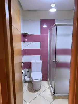 a bathroom with a toilet and a shower at Comfortable apartment in Casablanca Assalam in Casablanca