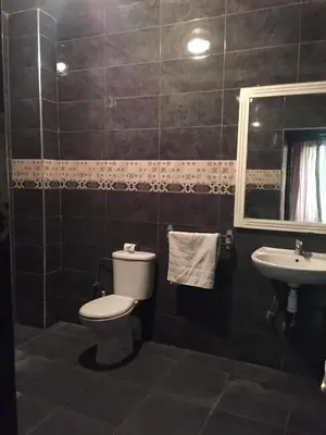 a bathroom with a toilet and a sink at Hotel Boustane in Casablanca