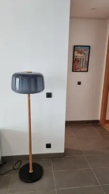 a blue lamp in a room with a tile floor at Anfa Place in Casablanca