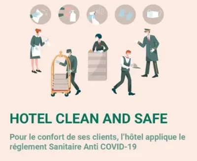 a group of people in a hotel clean and safe illustration at Hotel Moroccan House Casablanca in Casablanca