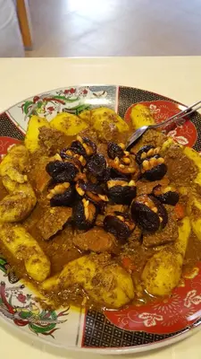 a plate of food on a table at L'échappée belle Benslimane in O Ben Slimane