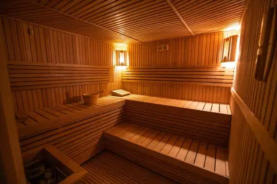 an inside view of a wooden sauna at Gray Boutique Hotel Casablanca in Casablanca
