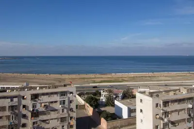 a view of the ocean from a building at Res Mario 3 Lovely Apartment With Balcony & Sea View Free Wifi in Casablanca