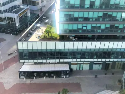 an overhead view of a building with a parking lot at Belle-Vue sur Mer à Casa-Marina 9éme étage in Casablanca