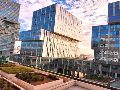 a view of a tall building with many windows at Beautiful View on the sea at Casa-Marina 13 in Casablanca