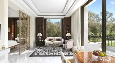 a living room with a couch and a table at The Ritz-Carlton Rabat, Dar Es Salam in Rabat