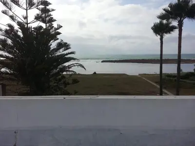 a view of a body of water with a palm tree at Maison Etoile De Mer 1 in Skhirat