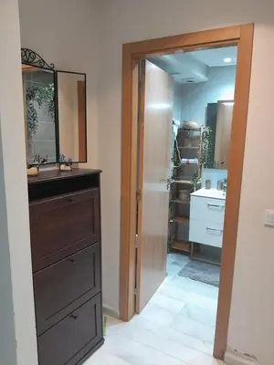 a bathroom with a sink and a mirror at Derb Omar,Tram (L1,L2,L3),Parking and wifi gratuit in Casablanca