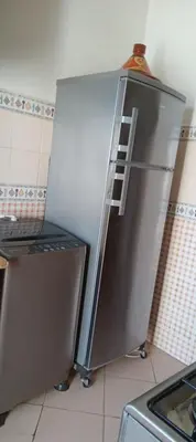 a stainless steel refrigerator in a kitchen at Appartement près de casanearshore et l'OFPPT in Casablanca