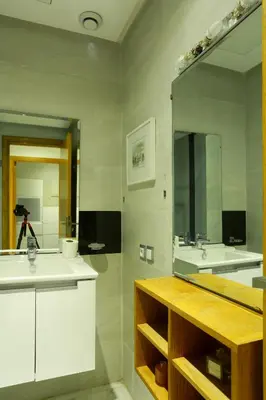 a bathroom with a sink and a mirror at Racine spacious 2 bedrooms near twin center#Freewifi#freeparking in Casablanca