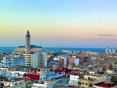 a view of a city with a clock tower at Anfa 118 - Best view in town - 3 bedrooms - 2 Bathrooms in Casablanca