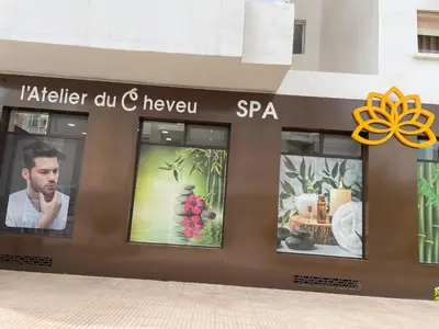 a store front with windows and a sign for a spa at Airport to Comme à la maison 2 in Derroua
