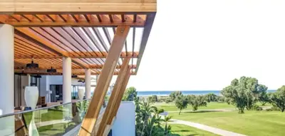 a view of the ocean from the balcony of a house at Havre de paix au BahiaGolf Beach, Résidence Front Mer in Bouznika