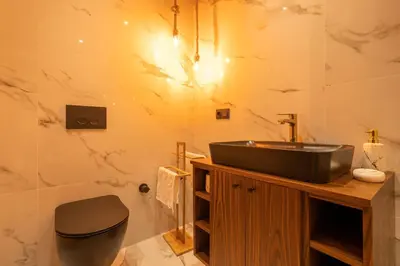a bathroom with a sink and a toilet at Fresh maarif flat in new building in Casablanca
