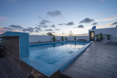 a swimming pool on the roof of a house at Chez Miguel Casablanca in Casablanca