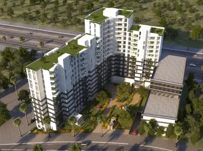 an overhead view of a large white apartment building at Anfa 212 Top Floor - 2 Bedrooms- By AppartAli in Casablanca