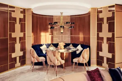 a dining room with a table and chairs at Royal Mansour Casablanca in Casablanca