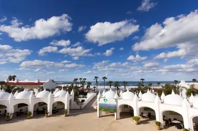 a view of the beach from the resort at L' Amphitrite Palace Beach Resort & Spa in Skhirat